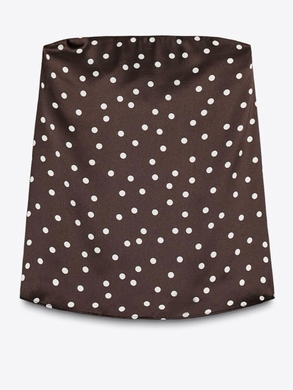 Zara Brown Polka Dot Satin Strapless Crop Top
